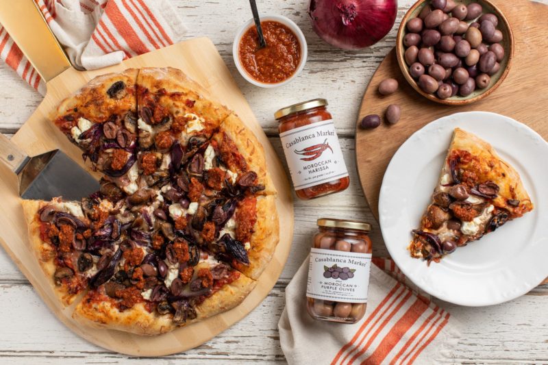 2020-2_Casablanca_Roasted Red Onion and Moroccan Olive Pizza_Overhead_v2