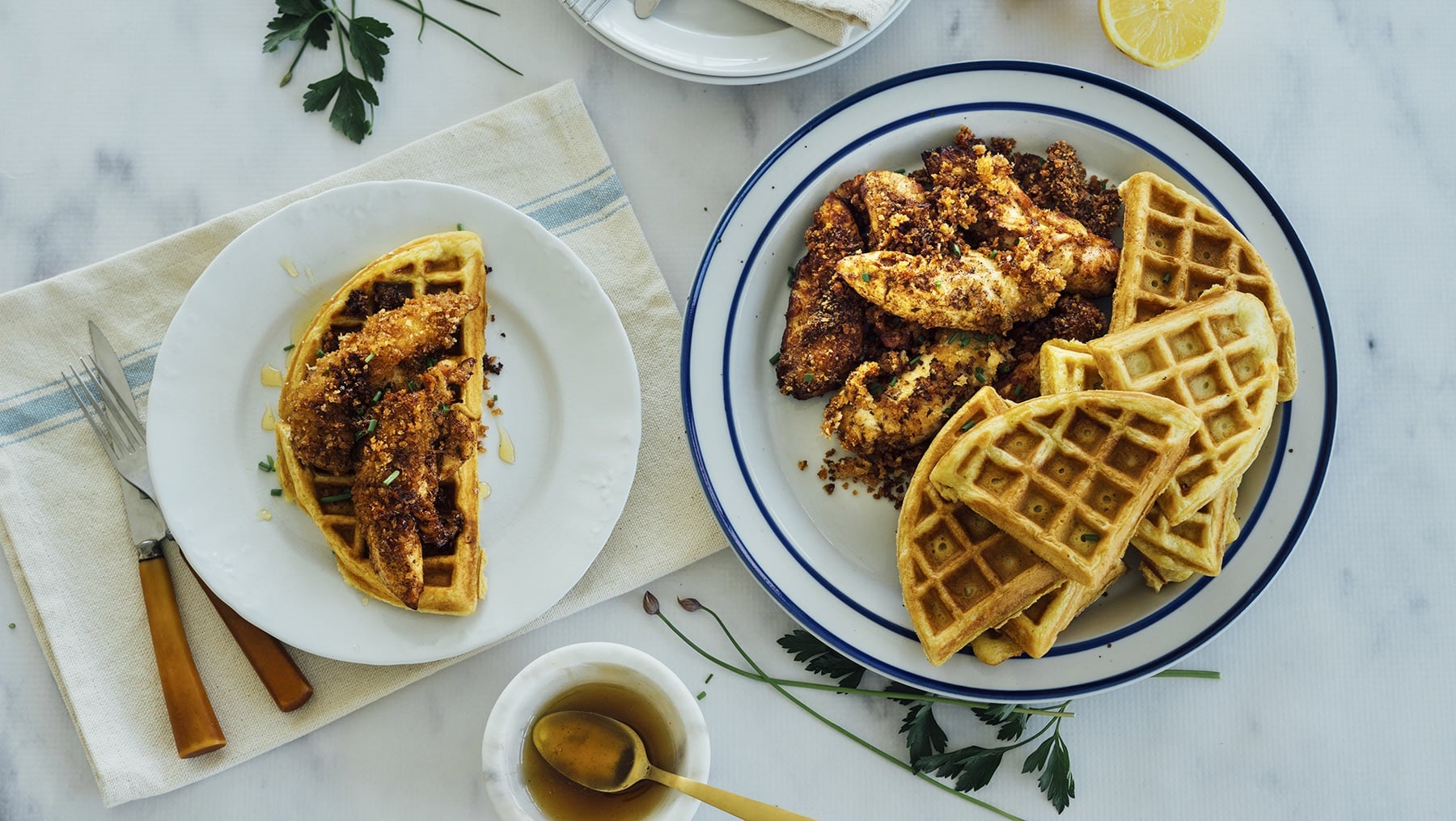Chicken and Waffles with Spicy Honey Glaze HERO