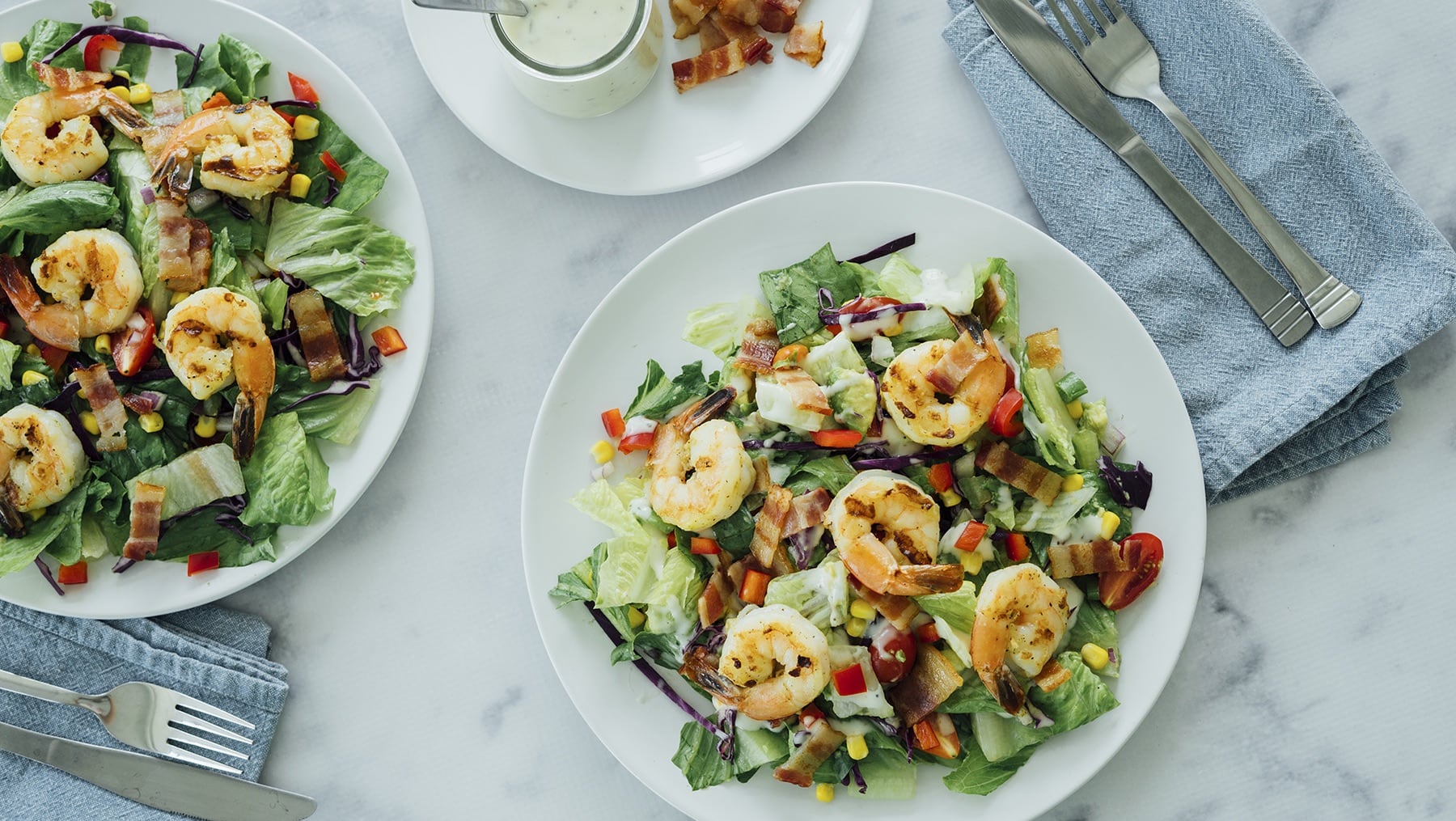 Grilled Shrimp Bacon Ranch Salad HERO