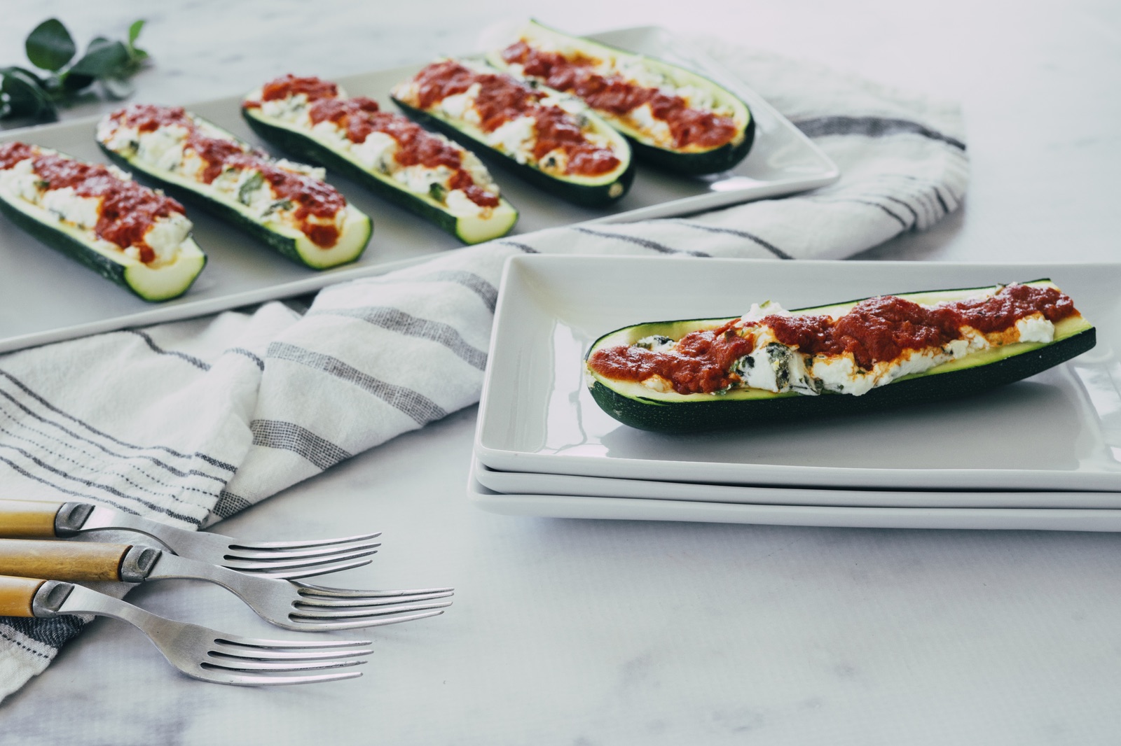 Herby Goat Cheese Stuffed Zucchini with Vodka Sauce_HERO