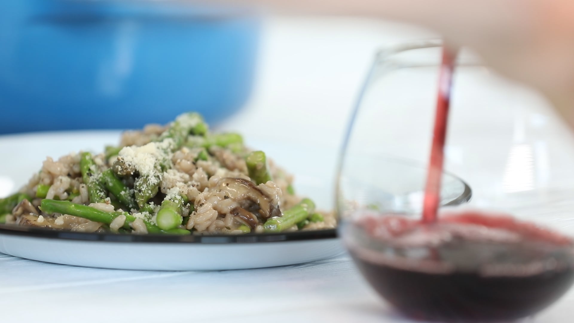 Video Mushroom and Shallot Risotto with Peas and Asparagus Dish Works