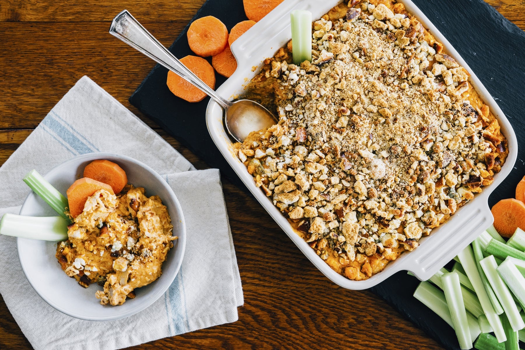 Pretzel-Crusted Buffalo Chicken Dip HERO