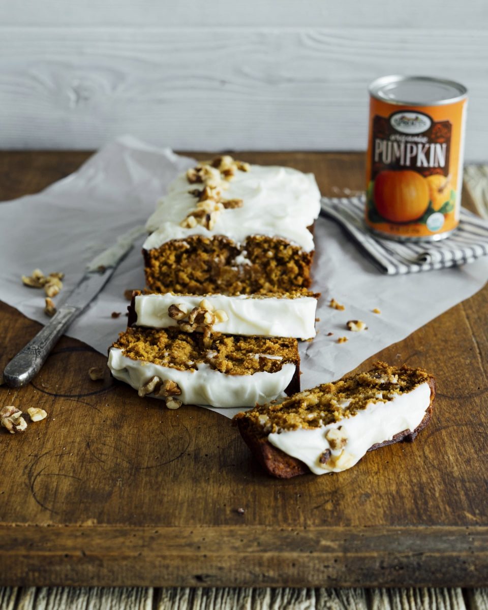 Recipe Pumpkin Breakfast Bread with Cream Cheese Spread Dish Works