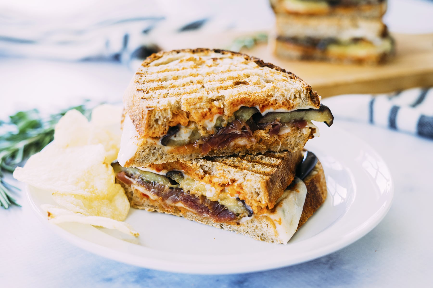 Rosemary Eggplant, Proscuitto, Provolone Panini HERO