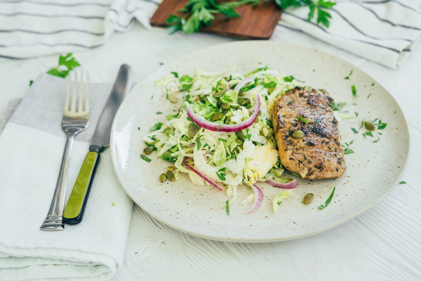 Seared Pork Chops with Brussels Sprouts Slaw_hero