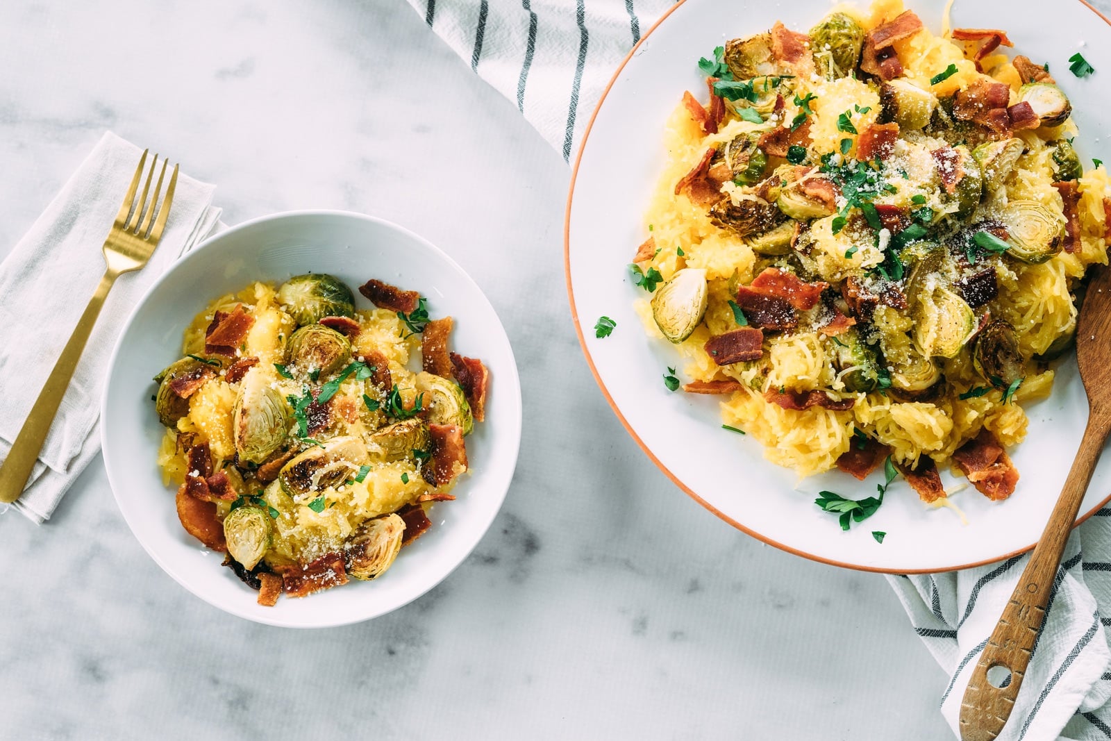 Spaghetti Squash with Brussels Sprouts and Bacon_Hero