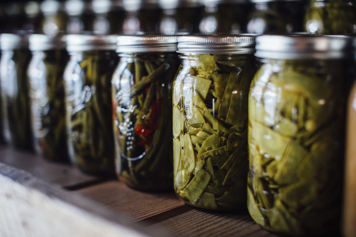 pickled beans in jars